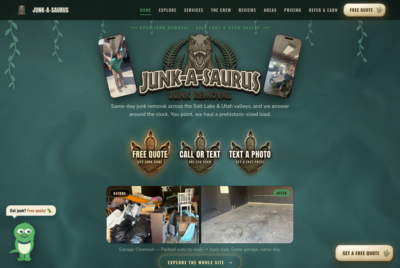 Junk-A-Saurus website home page